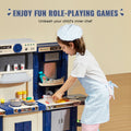 Kids Kitchen Playset 74pc Pretend Cooking Play Accessories Blue