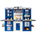 Kids Kitchen Playset 74pc Pretend Cooking Play Accessories Blue