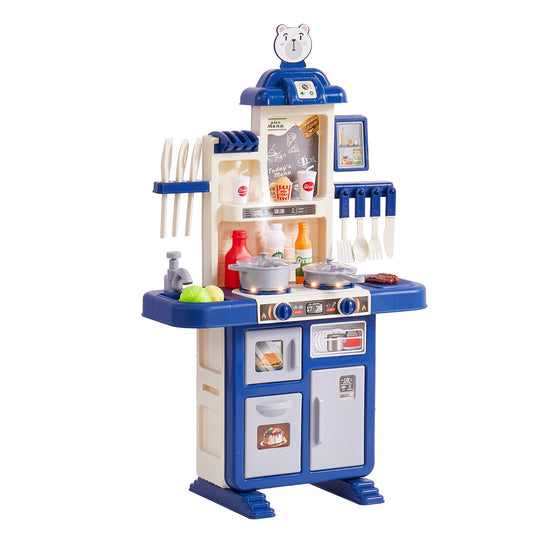Kids Kitchen Playset 48pc Pretend Cooking Accessories Blue