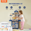 Kids Kitchen Playset 48pc Pretend Cooking Accessories Blue