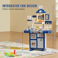 Kids Kitchen Playset 48pc Pretend Cooking Accessories Blue