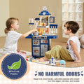 Kids Kitchen Playset 48pc Pretend Cooking Accessories Blue