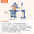 Kids Kitchen Playset 48pc Pretend Cooking Accessories Blue
