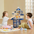 Kids Kitchen Playset 48pc Pretend Cooking Accessories Blue