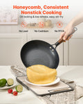 Cast Iron Skillet 3-Piece Set 205/265/310mm Nonstick Wood Handle