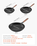 Cast Iron Skillet 3-Piece Set 205/265/310mm Nonstick Wood Handle