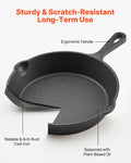 4 Pcs Cast Iron Skillet Set 155-305mm Pre-Seasoned Induction Black