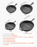 4 Pcs Cast Iron Skillet Set 155-305mm Pre-Seasoned Induction Black