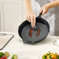 4 Pcs Cast Iron Skillet Set 155-305mm Pre-Seasoned Induction Black