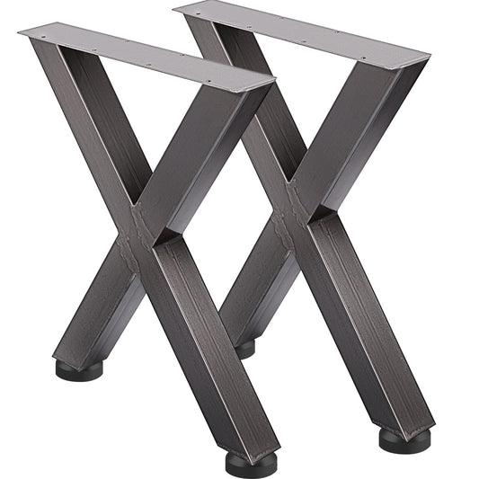 Steel Table Legs 28"H 24"W 3.1" Square Heavy Duty X Frame Pair