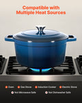 Enameled Cast Iron Dutch Oven 5.7L Blue Induction Oven Safe 260°C