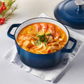 Enameled Cast Iron Dutch Oven 5.7L Blue Induction Oven Safe 260°C