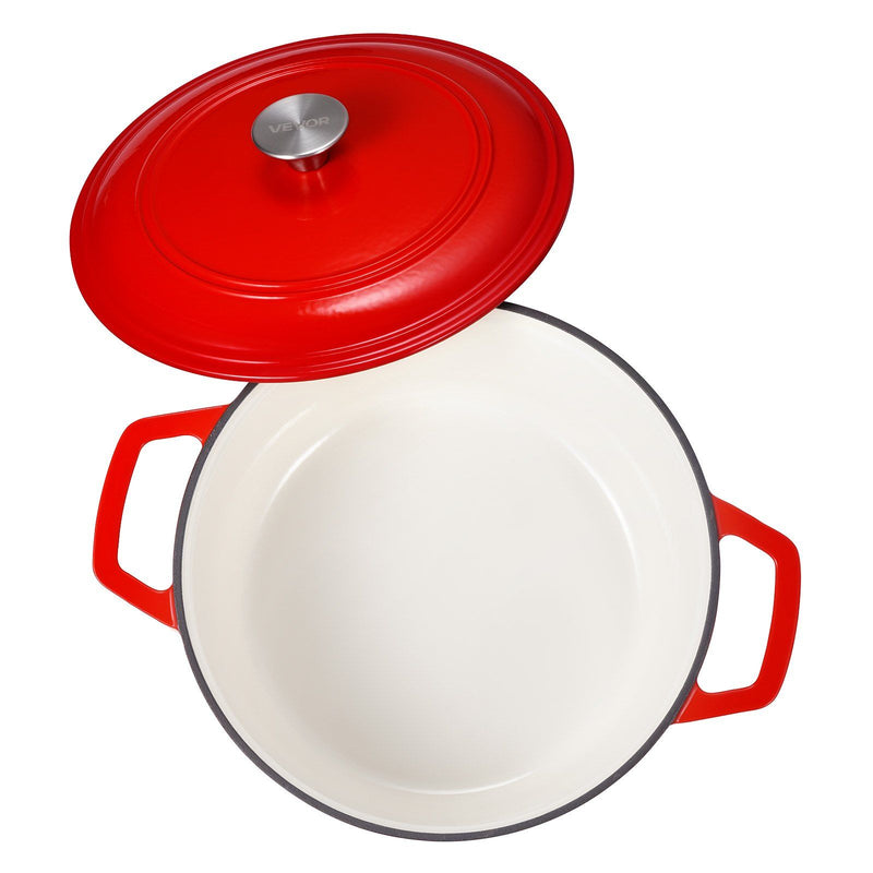 Enameled Cast Iron Dutch Oven 5.7L Red Induction Oven Safe 260°C