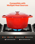Enameled Cast Iron Dutch Oven 5.7L Red Induction Oven Safe 260°C