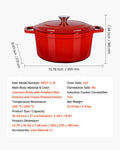 Enameled Cast Iron Dutch Oven 5.7L Red Induction Oven Safe 260°C