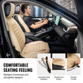 Seat Covers, Universal Car Seat Covers Front Seats, 2pcs Faux Leather Seat Cover, Semi-enclosed Design, Detachable Headrest and Airbag Compatible, for Most Cars SUVs and Trucks Beige