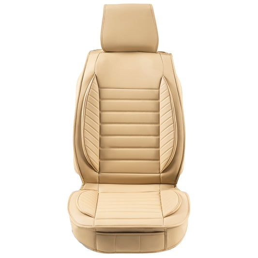 Seat Covers Universal Car Front 2pcs Faux Leather Beige Airbag Compatible