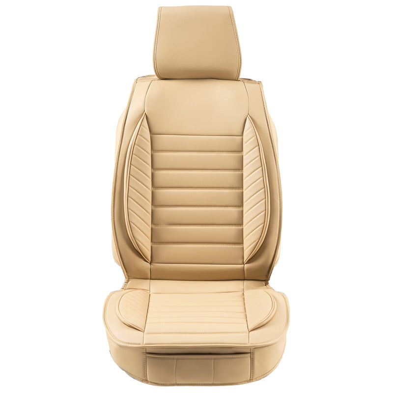 Seat Covers Universal Car Front 2pcs Faux Leather Beige Airbag Compatible
