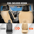 Seat Covers Universal Car Front 2pcs Faux Leather Beige Airbag Compatible