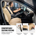 Seat Covers Universal Car Front 2pcs Faux Leather Beige Airbag Compatible