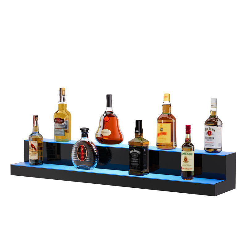 LED Bar Shelf 2 Tier 40 Inch Liquor Bottle Display Whiskey Rack