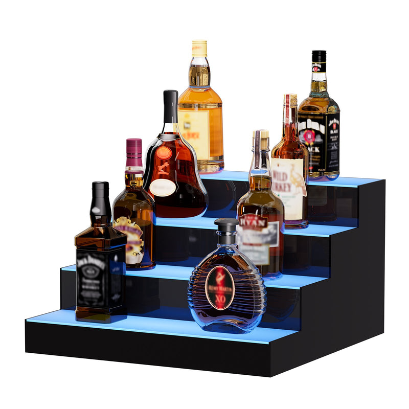 LED Liquor Bottle Display Shelf 4-Step 406mm RF App Control