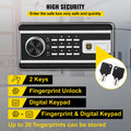 Safe Box, 0.8 CU.FT Fingerprint Safe Box for Money w/ 2 Keys & Digital Keypad, Q235 Steel Safe Box for Storing Cash, Jewelry, Pistols, Documents, Watches in Home & Office & Hotel