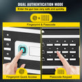 Safe Box 0.8 Cu Ft Fingerprint Digital Keypad 2 Keys Steel