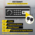 Safe Box 0.8 Cu Ft Fingerprint Digital Keypad 2 Keys Steel