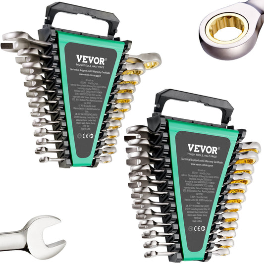 Combination Wrench Set 24pc SAE Metric 1/4"-7/8" 8-19mm Rack