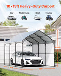 Metal Carport 10x15ft Galvanized Steel Frame Car Garage Tent