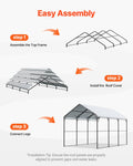 Metal Carport 10x15ft Galvanized Steel Frame Car Garage Tent