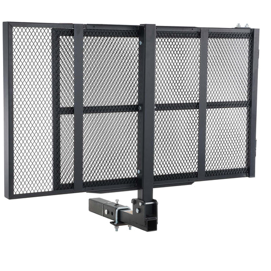 Hitch Mount Wheelchair Carrier 45.3" x 25.6", 500LBS Mobility Scooter Carrier with Folding Ramp, Iron Trailer Hitch Rack Basket with Stabilizer, Straps, Fit 2" Hitch Receiver for SUV Van Car