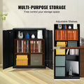 Metal Storage Cabinet 3 Keys 2 Shelves Magnetic Door Black