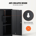 Metal Storage Cabinet 3 Keys 2 Shelves Magnetic Door Black