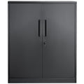 Metal Storage Cabinet 3 Keys 2 Shelves Magnetic Door Black