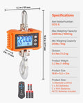 Digital Crane Scale 1000kg 2200lbs Hanging Industrial Orange
