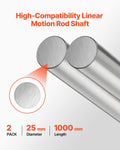 Linear Motion Rod 25mm x 1000mm Carbon Steel Shaft 2 Pack