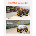 500 Lbs Steel Garden Cart, Heavy Duty Garden Wagon Cart Pullable on Wheels, Metal Yard Utility Wagon Carts with 10