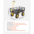 500 Lbs Steel Garden Cart, Heavy Duty Garden Wagon Cart Pullable on Wheels, Metal Yard Utility Wagon Carts with 10