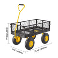 500 Lbs Steel Garden Cart, Heavy Duty Garden Wagon Cart Pullable on Wheels, Metal Yard Utility Wagon Carts with 10