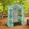 Greenhouse 4.6x2.4x6.7ft Walk-in Steel Frame PE Cover Shelves
