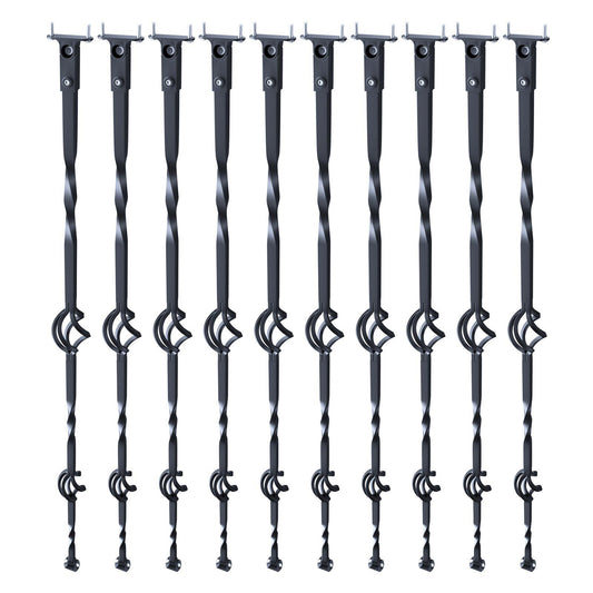 Staircase Metal Balusters, 44'' x 1/2" Galvanized Steel Decorative Banister Spindles, 10 Pack Deck Baluster with Hollow Double Baskets, Spiral Stair Railing with Shoes & Screws