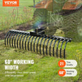 Tow Behind Landscape Rake 1.5m Dethatcher 21 Steel Coil Tines