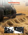 150cm Tow Behind Landscape Rake 3 Point Hitch 26 Spring Steel Tines