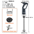 Commercial Immersion Blender 750W Variable Speed Hand Mixer