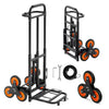 Stair Climbing Cart, 100 kg Stair-Climbing Capacity, Heavy-Duty Folding Trolley Cart with Telescoping Handle, 6 Wheels and 2 Bungee Cords, Stair Climber Dolly for Home, Groceries, Warehouse