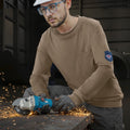 Flame Resistant Long Sleeve Work Shirt Grey L 7oz Cotton Weld