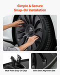 Tesla Model Y 19 Inch Hubcaps Set of 4 Matte Black Wheel Covers