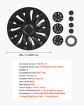 Tesla Model Y 19 Inch Hubcaps Set of 4 Matte Black Wheel Covers